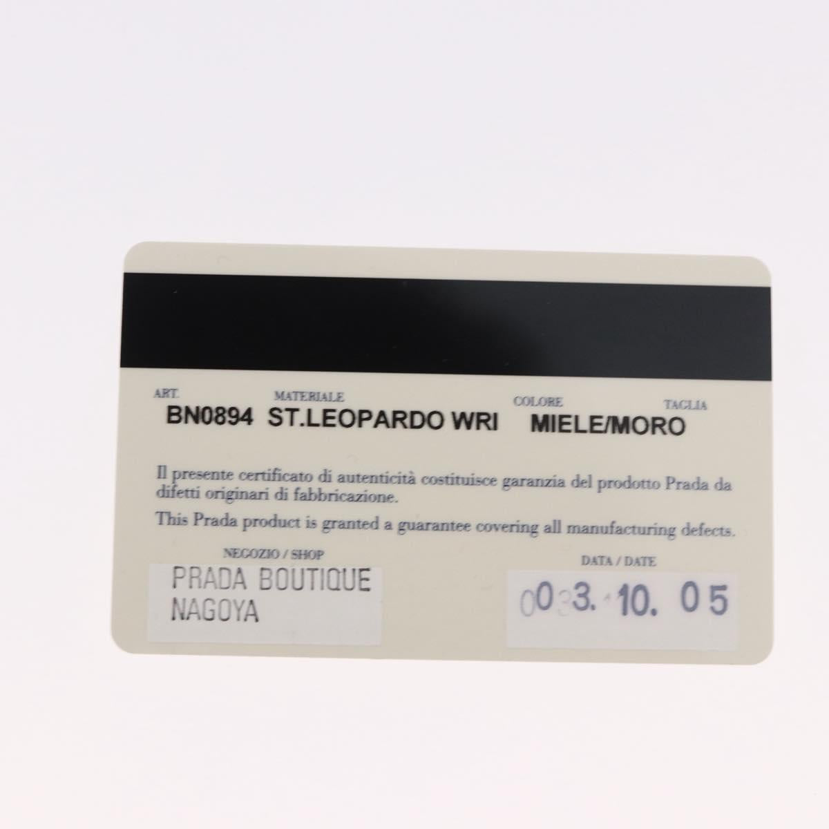 PRADA Pouch Unborn Calf Skin Brown Silver Auth 187486V