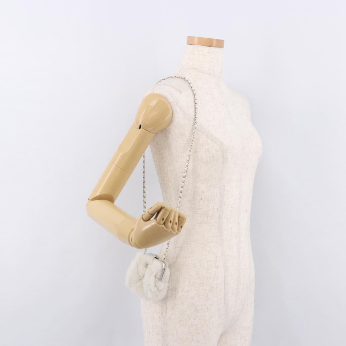 CHANEL Matelasse Chain Shoulder Bag Bore White Silver CC Auth 187487SAM