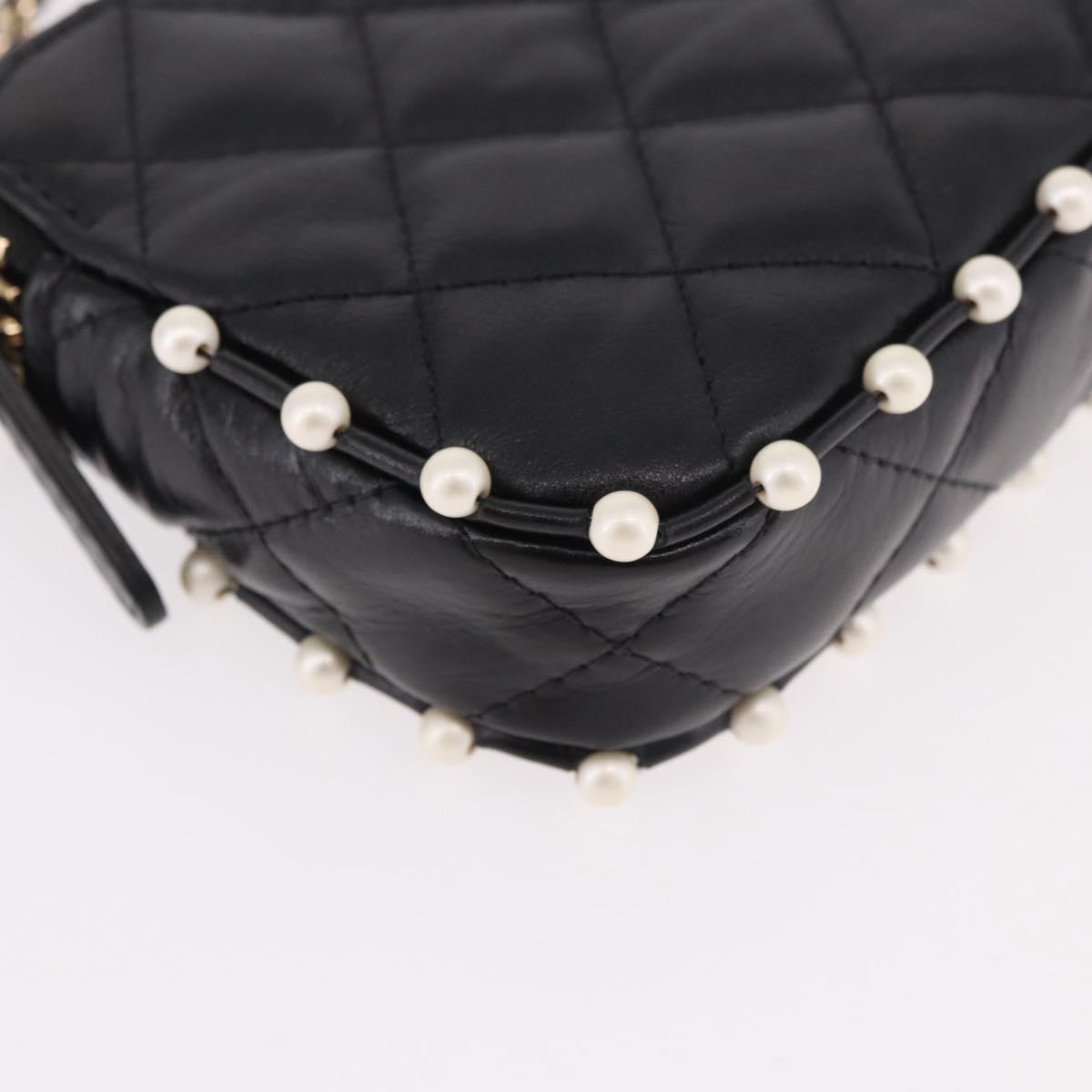 CHANEL Matelasse Chain Shoulder Bag Calf Skin Black Gold CC Auth 187491SAM
