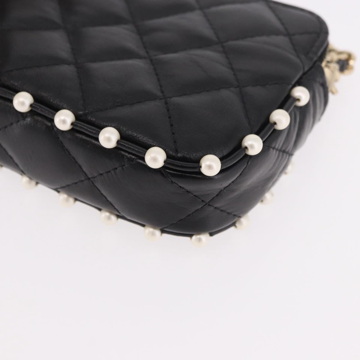 CHANEL Matelasse Chain Shoulder Bag Calf Skin Black Gold CC Auth 187491SAM