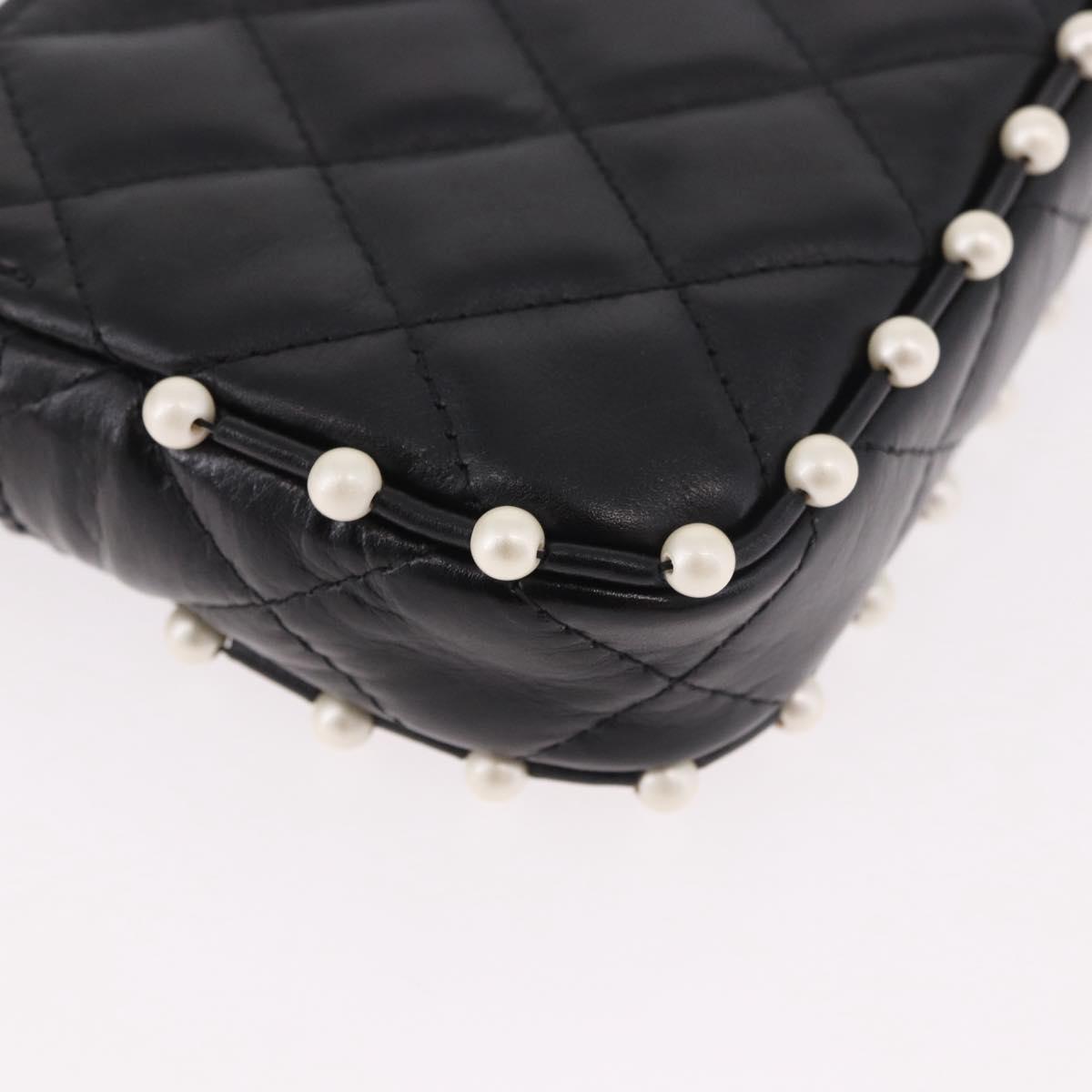 CHANEL Matelasse Chain Shoulder Bag Calf Skin Black Gold CC Auth 187491SAM