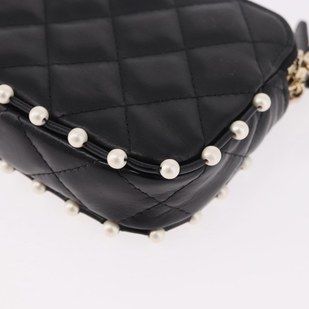 CHANEL Matelasse Chain Shoulder Bag Calf Skin Black Gold CC Auth 187491SAM