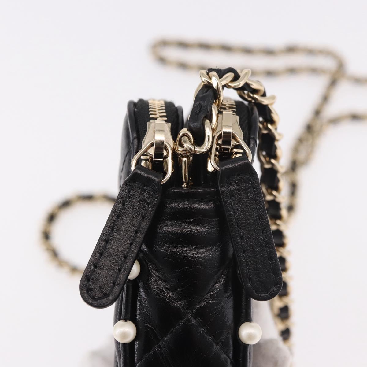 CHANEL Matelasse Chain Shoulder Bag Calf Skin Black Gold CC Auth 187491SAM