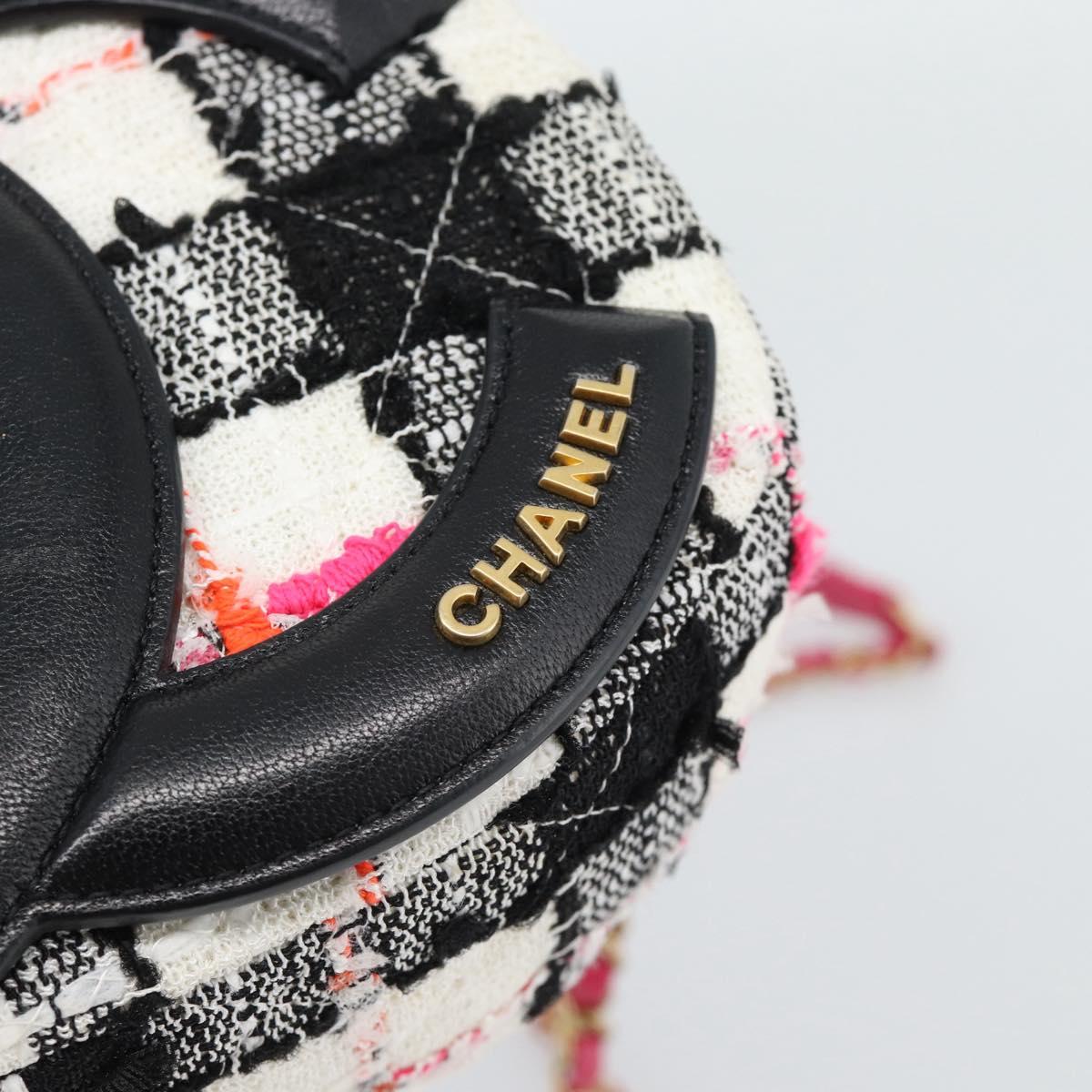 CHANEL Matelasse Chain Shoulder Bag tweed White Gold CC Auth 187493SM