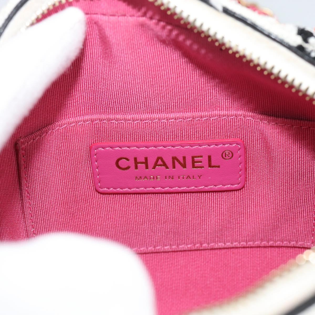 CHANEL Matelasse Chain Shoulder Bag tweed White Gold CC Auth 187493SM