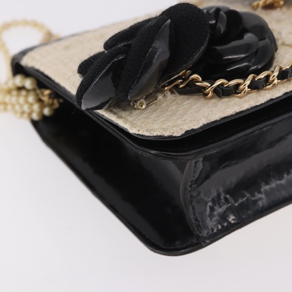 CHANEL Choco Bar Chain Shoulder Bag Lamb Skin Black Gold CC Auth 187494SAM