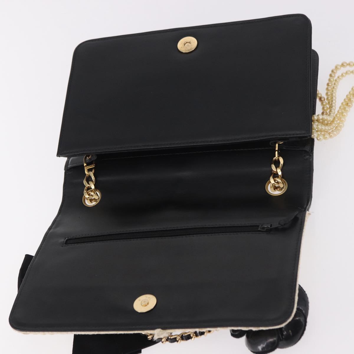 CHANEL Choco Bar Chain Shoulder Bag Lamb Skin Black Gold CC Auth 187494SAM