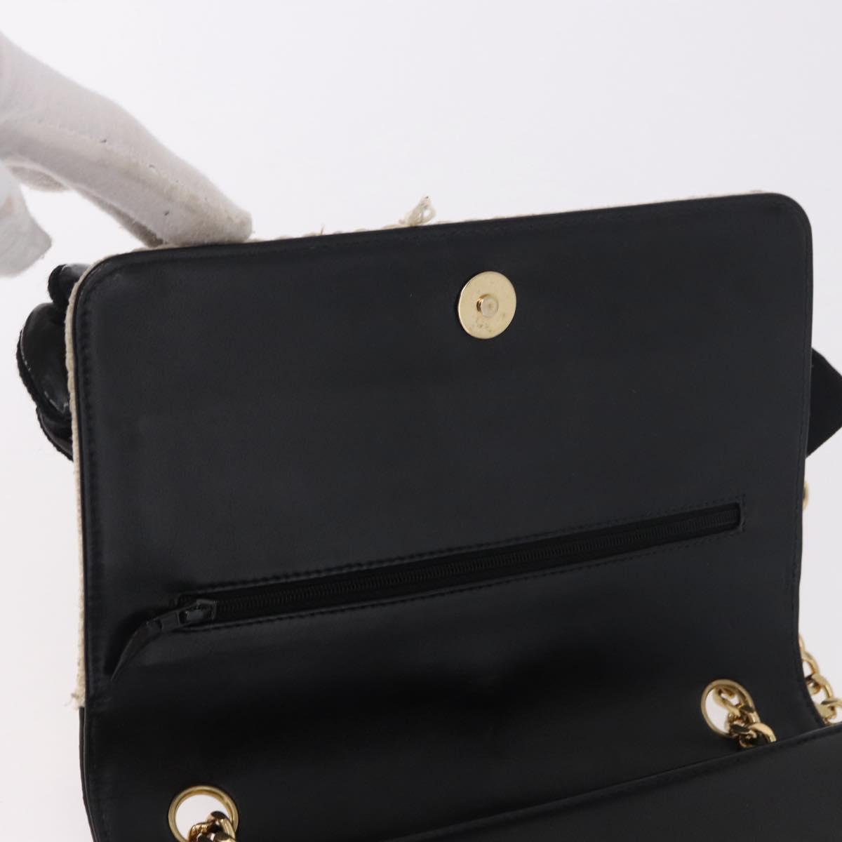 CHANEL Choco Bar Chain Shoulder Bag Lamb Skin Black Gold CC Auth 187494SAM