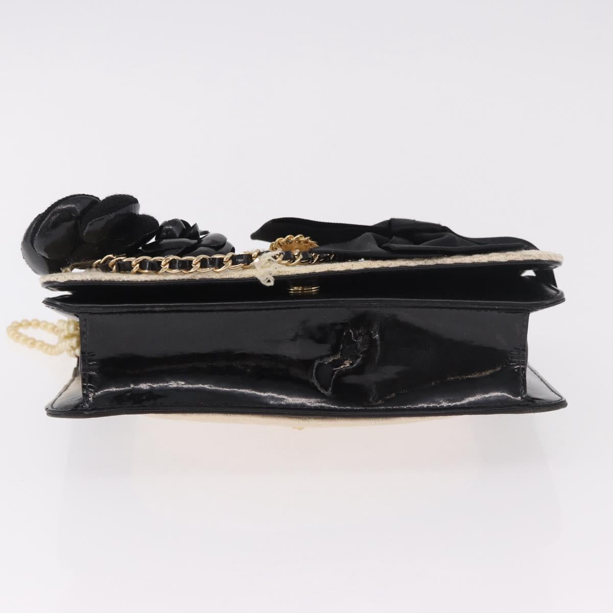 CHANEL Choco Bar Chain Shoulder Bag Lamb Skin Black Gold CC Auth 187494SAM