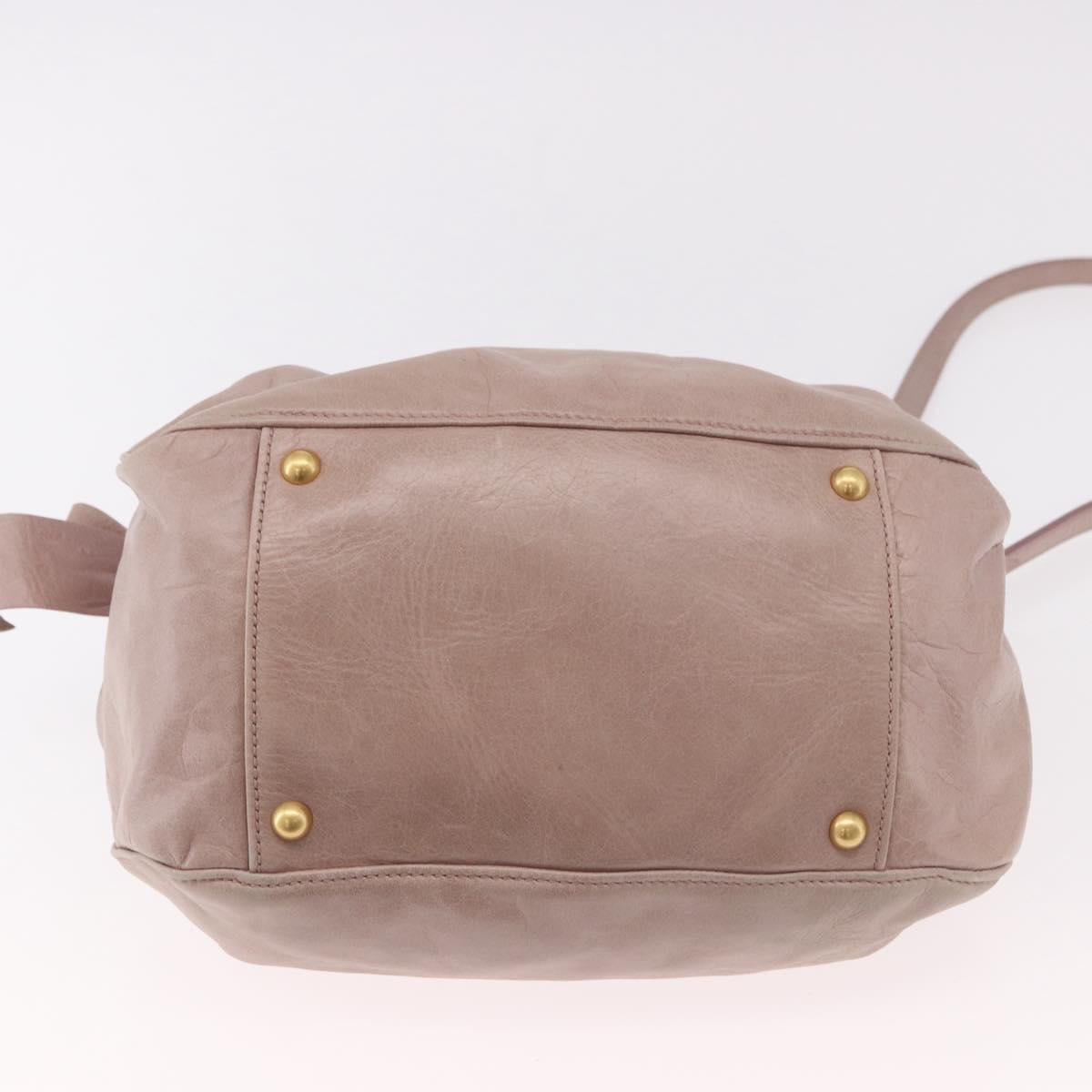 Miu Miu Hand Bag Leather 2way Pink Gold Auth 187497