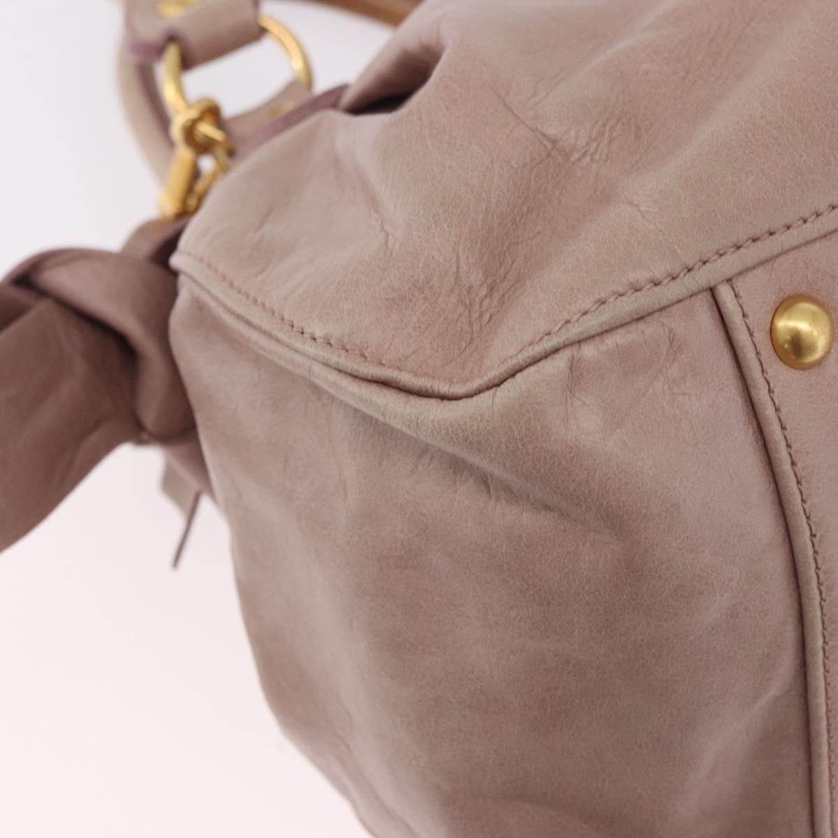 Miu Miu Hand Bag Leather 2way Pink Gold Auth 187497