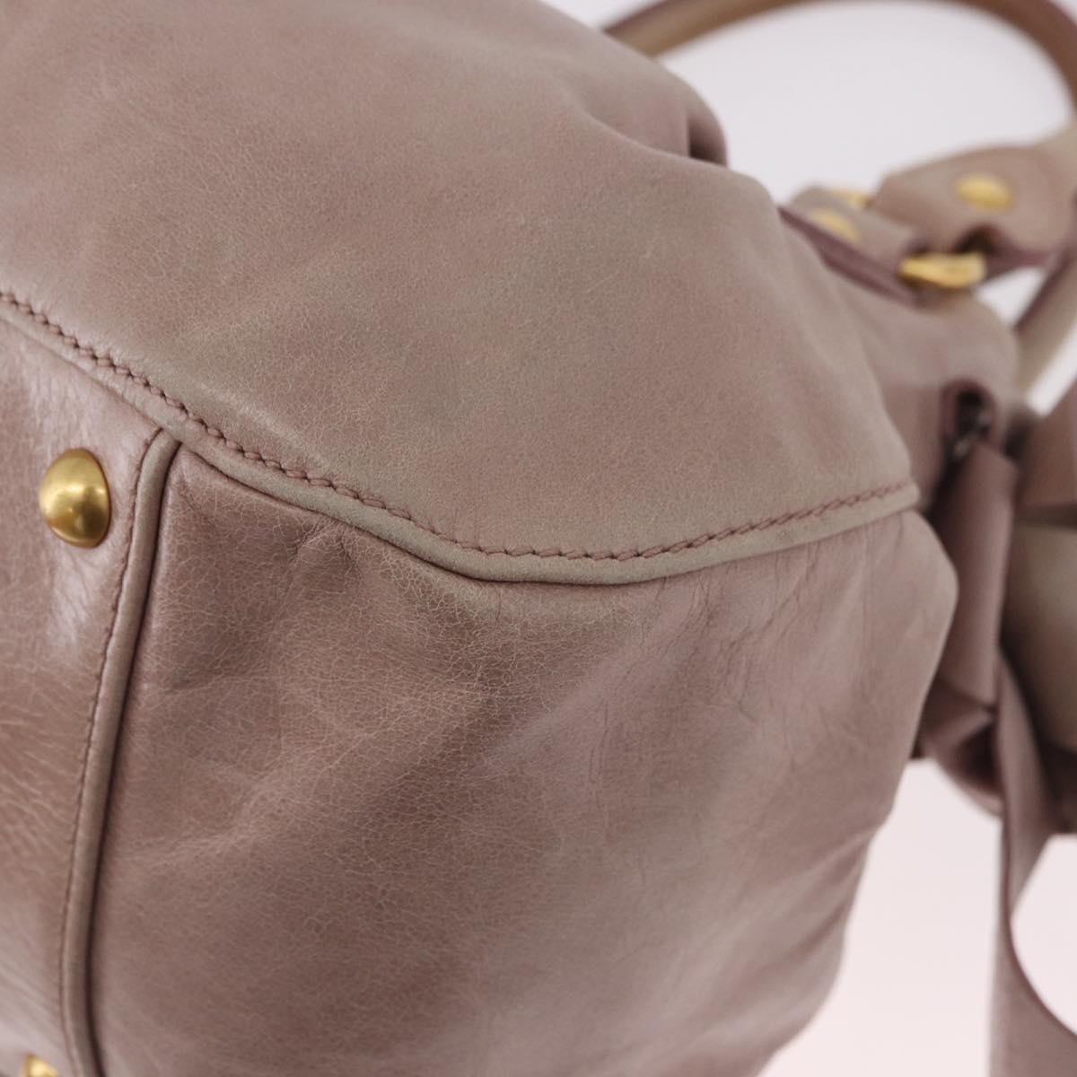 Miu Miu Hand Bag Leather 2way Pink Gold Auth 187497