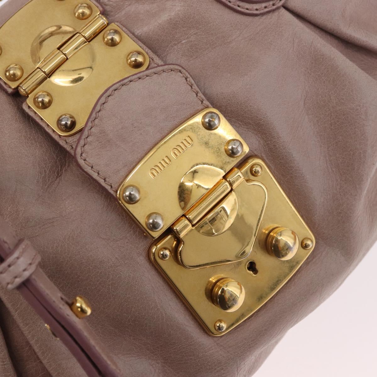 Miu Miu Hand Bag Leather 2way Pink Gold Auth 187497