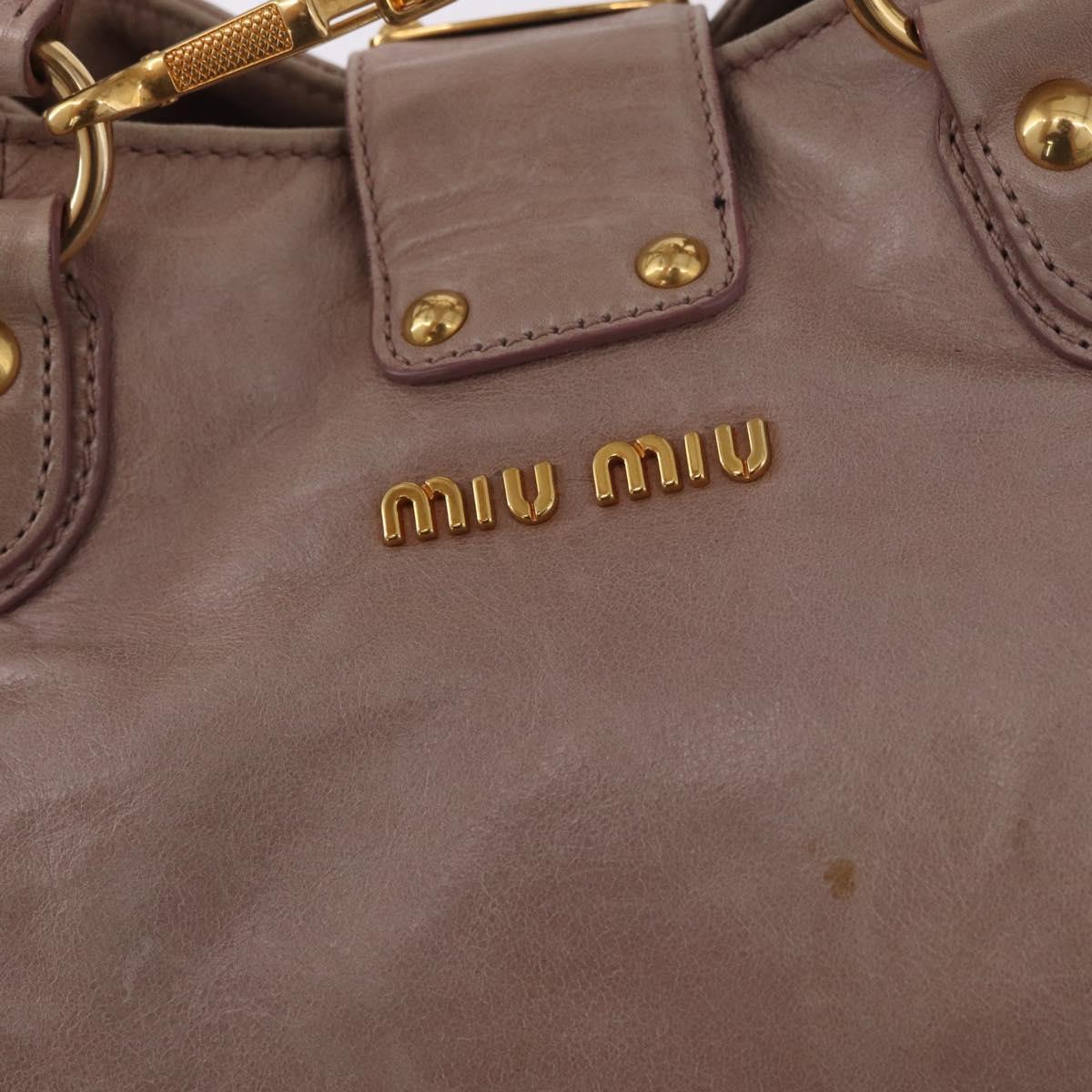 Miu Miu Hand Bag Leather 2way Pink Gold Auth 187497
