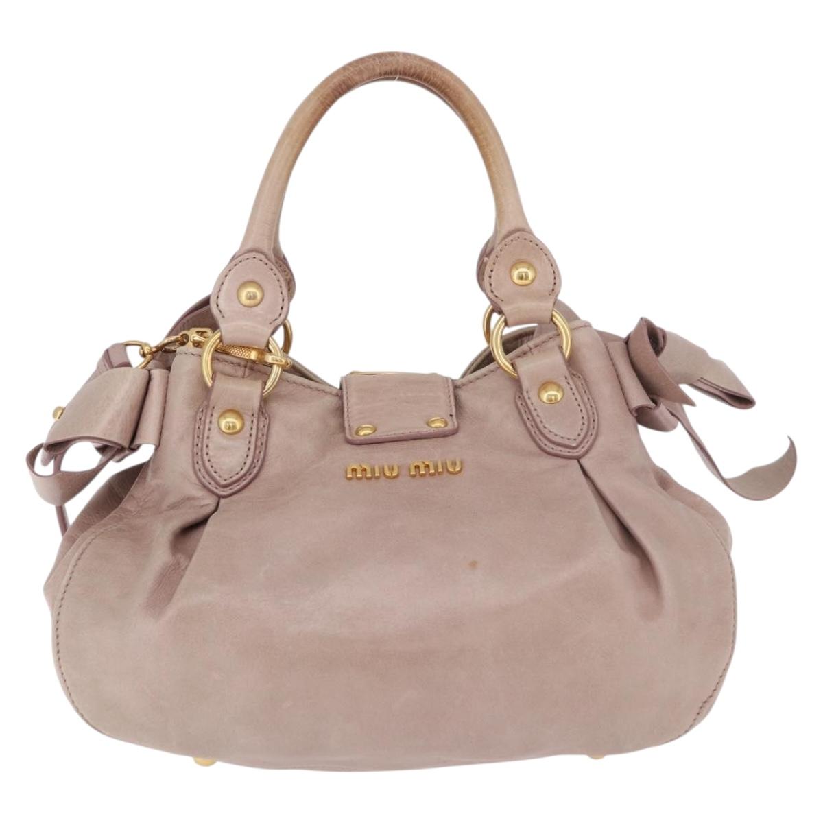 Miu Miu Hand Bag Leather 2way Pink Gold Auth 187497