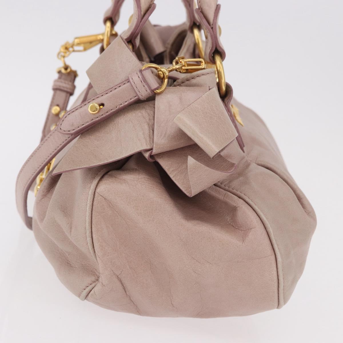 Miu Miu Hand Bag Leather 2way Pink Gold Auth 187497