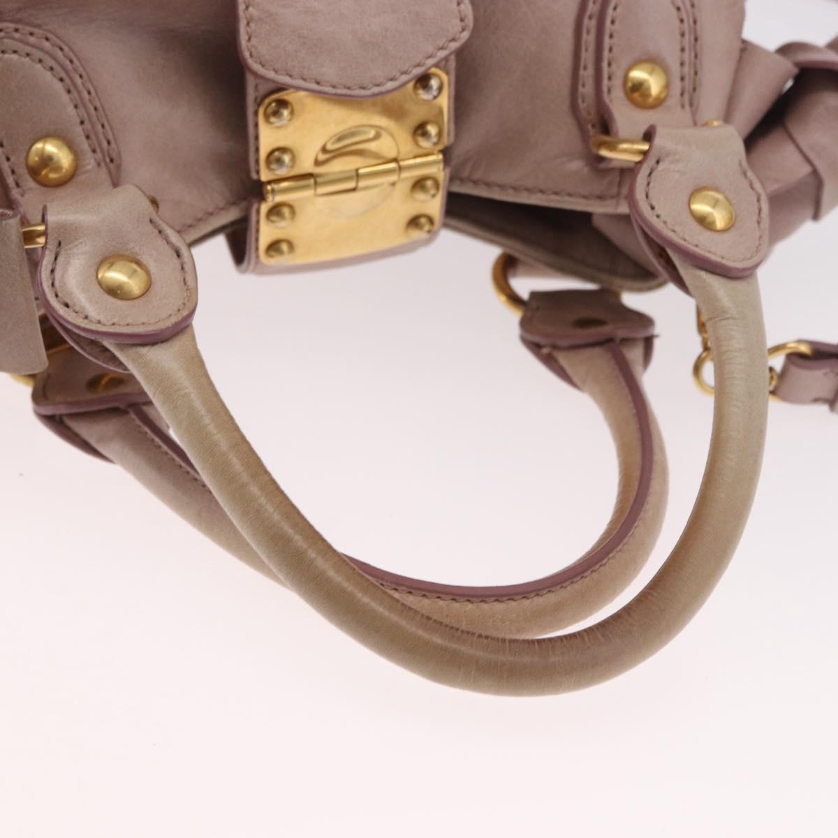 Miu Miu Hand Bag Leather 2way Pink Gold Auth 187497