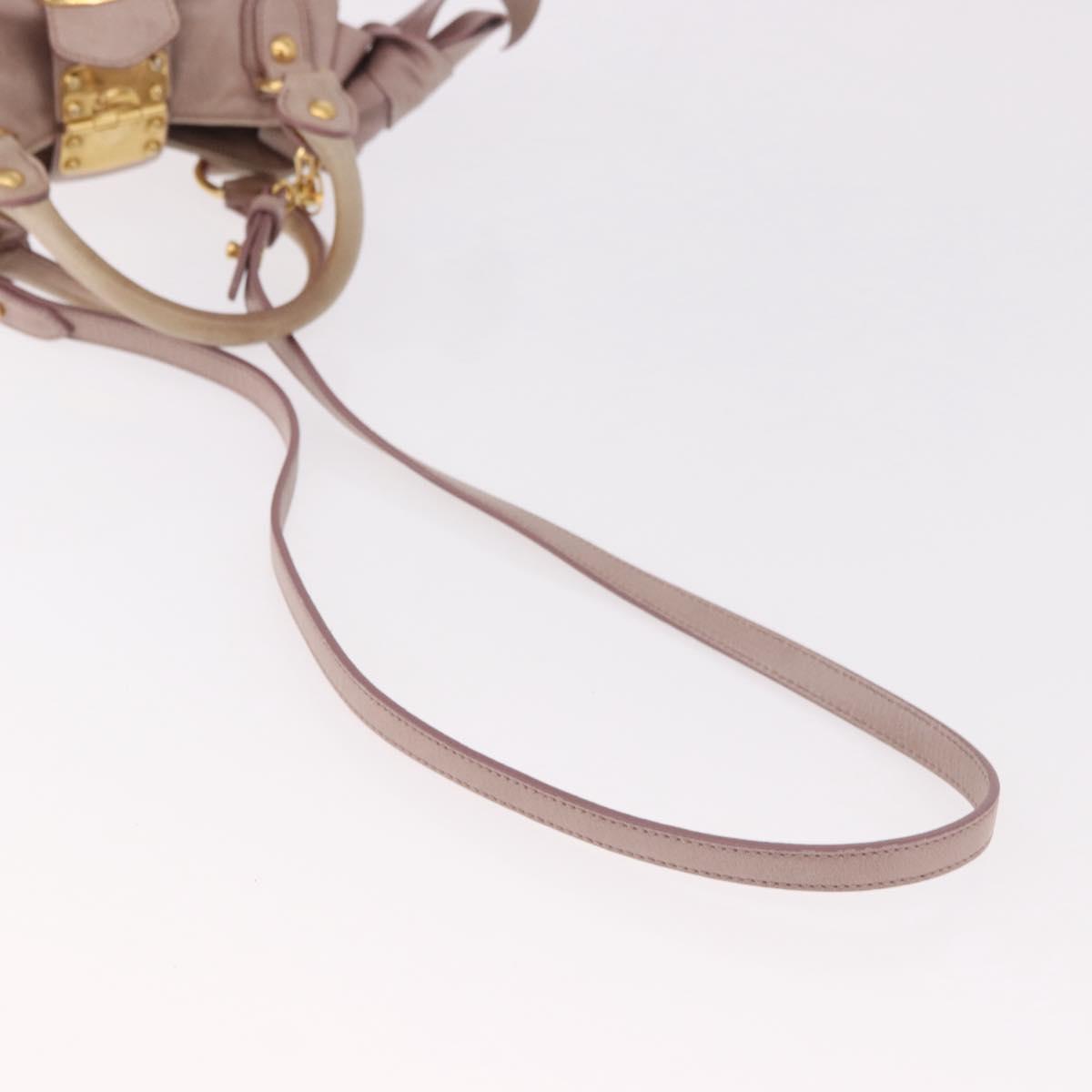 Miu Miu Hand Bag Leather 2way Pink Gold Auth 187497