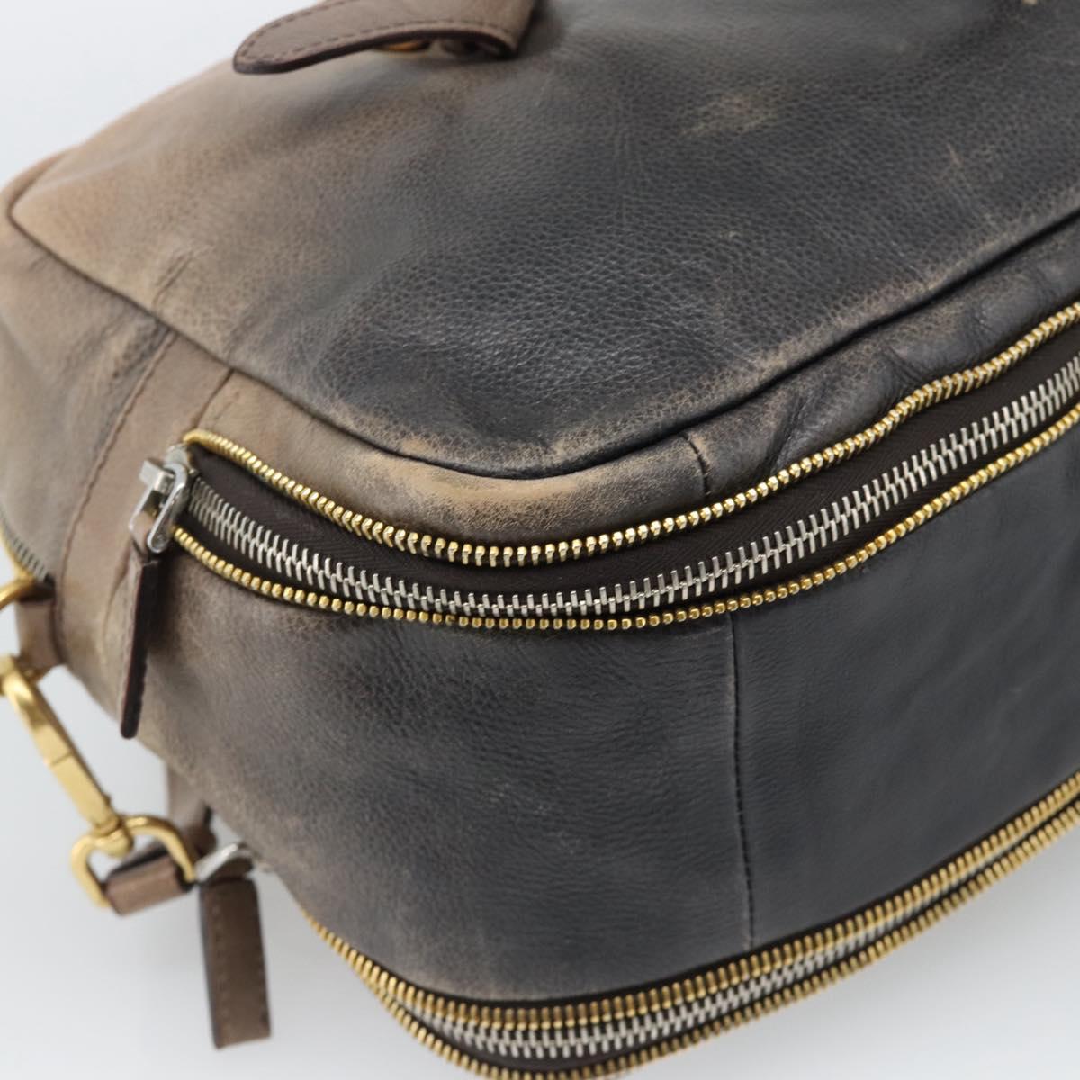 PRADA Hand Bag Leather 2way Beige Gold Auth 187498A