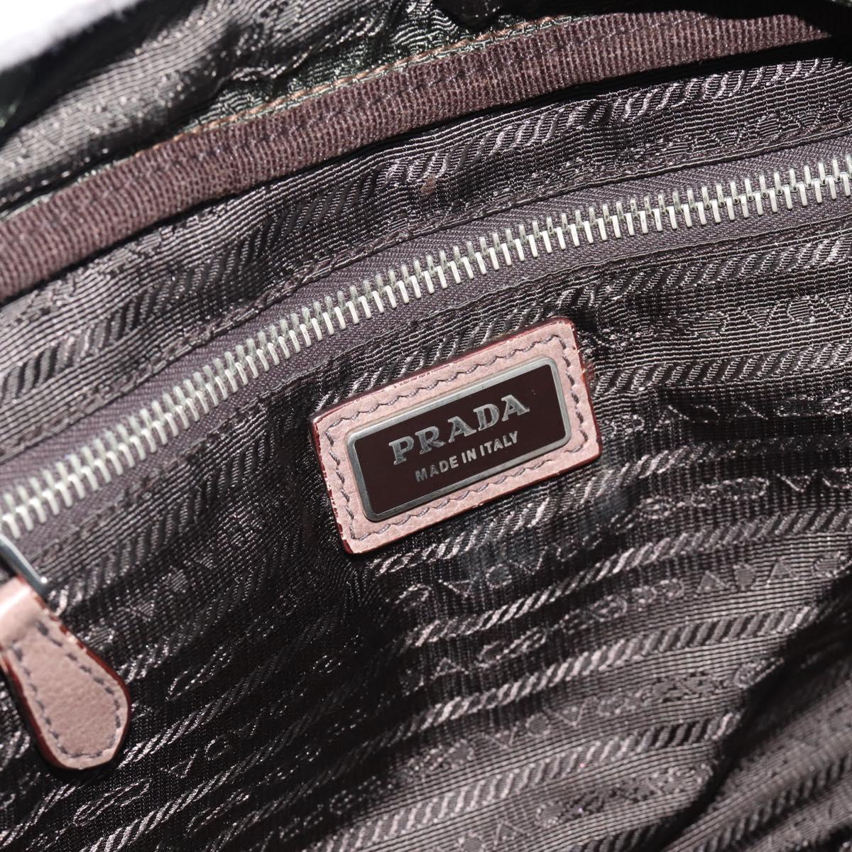 PRADA Hand Bag Leather 2way Beige Gold Auth 187498A