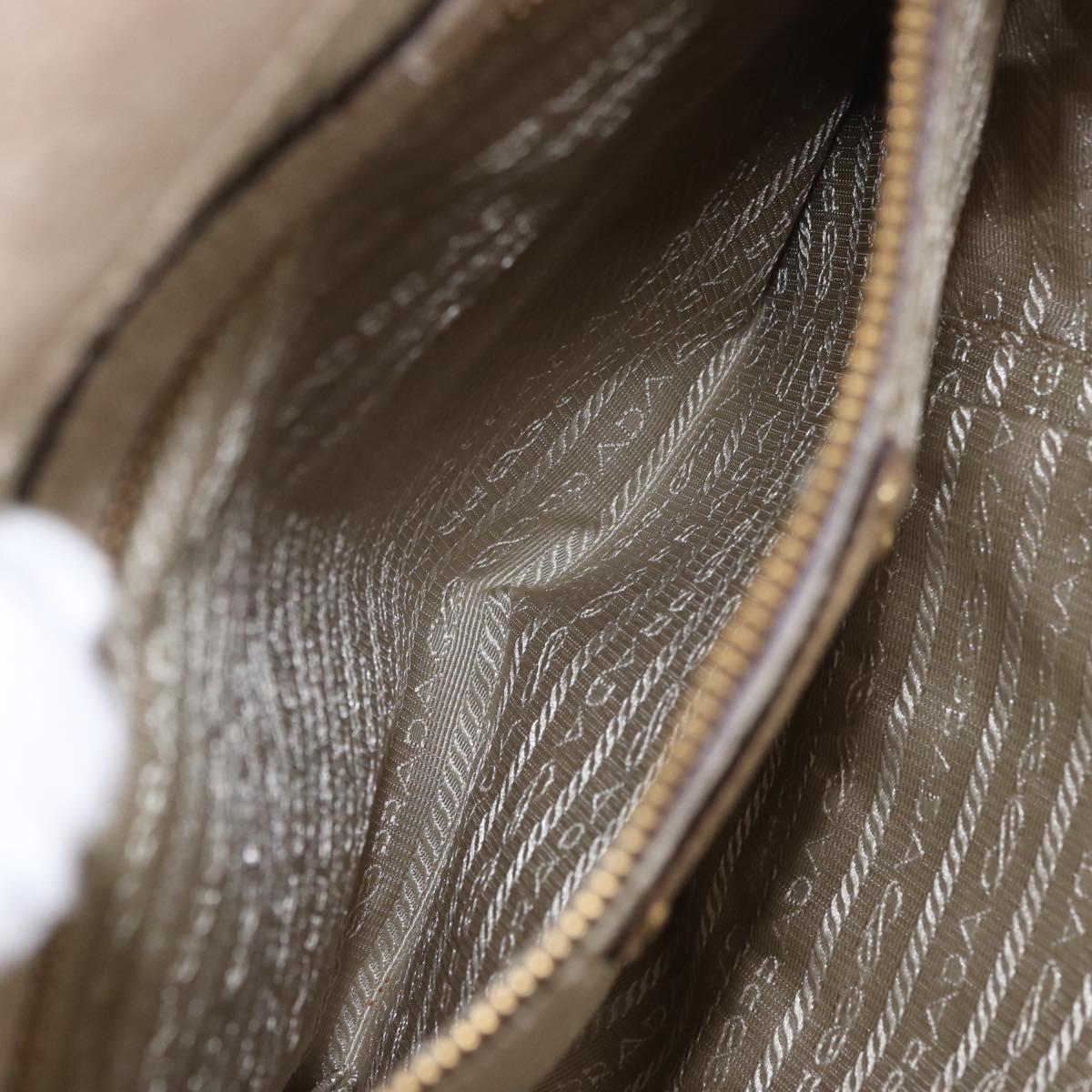 PRADA Hand Bag Leather Beige Gold Auth 187499