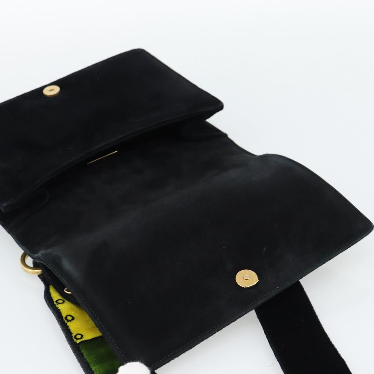 PRADA Shoulder Bag Velor Black Gold Auth 187500V