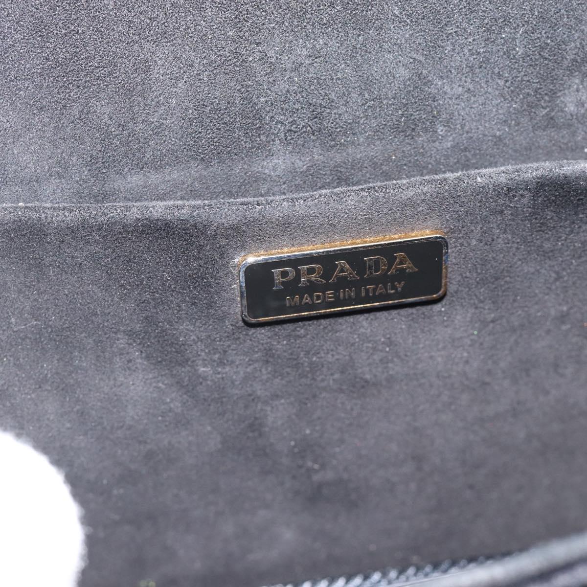 PRADA Shoulder Bag Velor Black Gold Auth 187500V