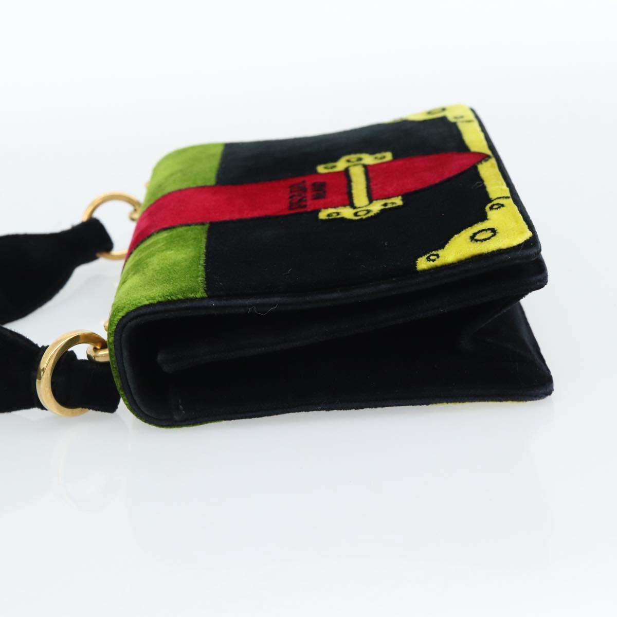 PRADA Shoulder Bag Velor Black Gold Auth 187500V