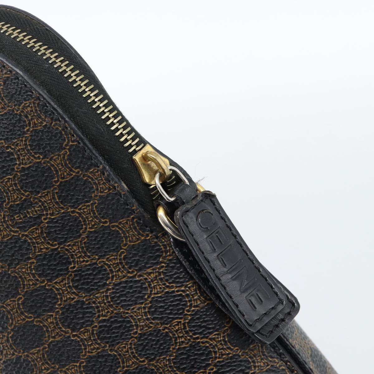 CELINE Macadam Canvas Hand Bag PVC Leather Black Gold Auth 187503A