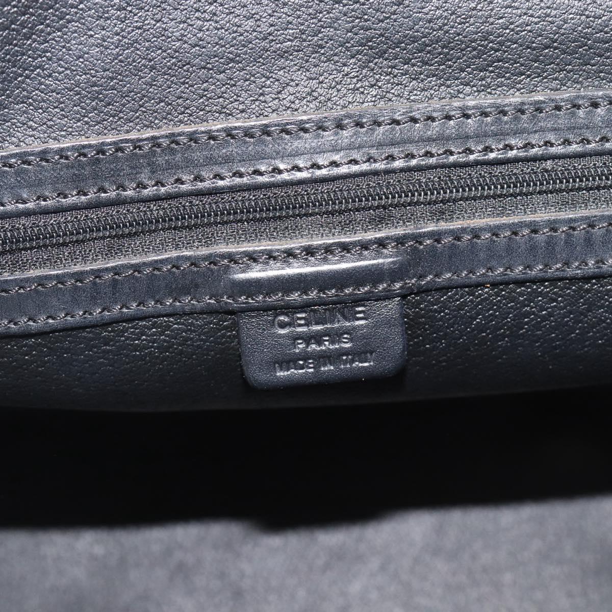 CELINE Macadam Canvas Hand Bag PVC Leather Black Gold Auth 187503A