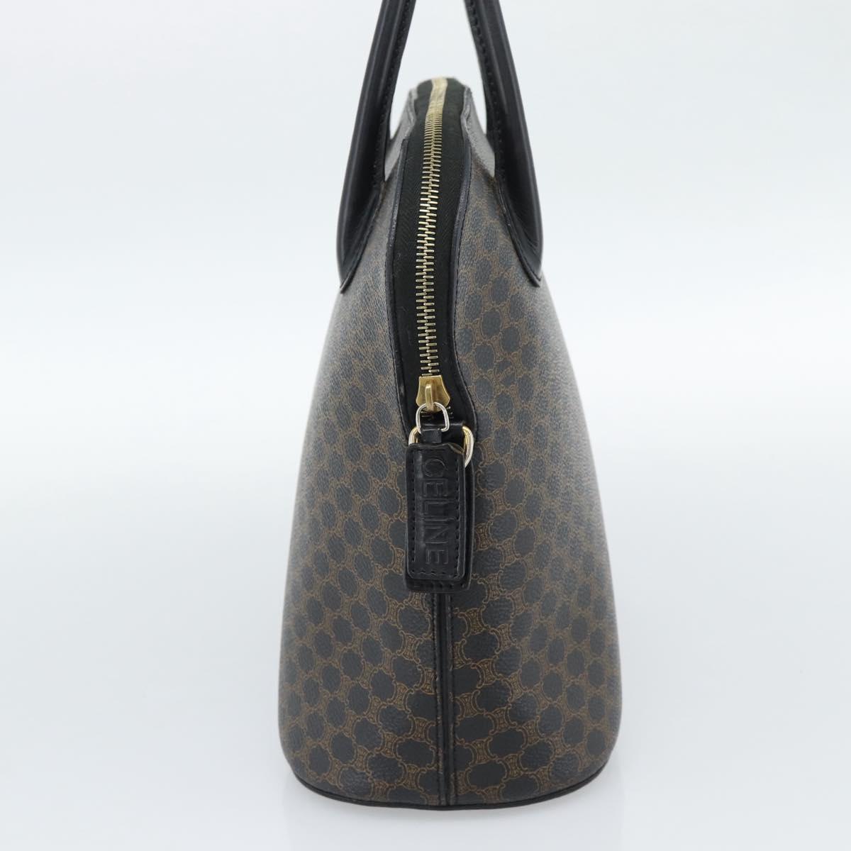 CELINE Macadam Canvas Hand Bag PVC Leather Black Gold Auth 187503A