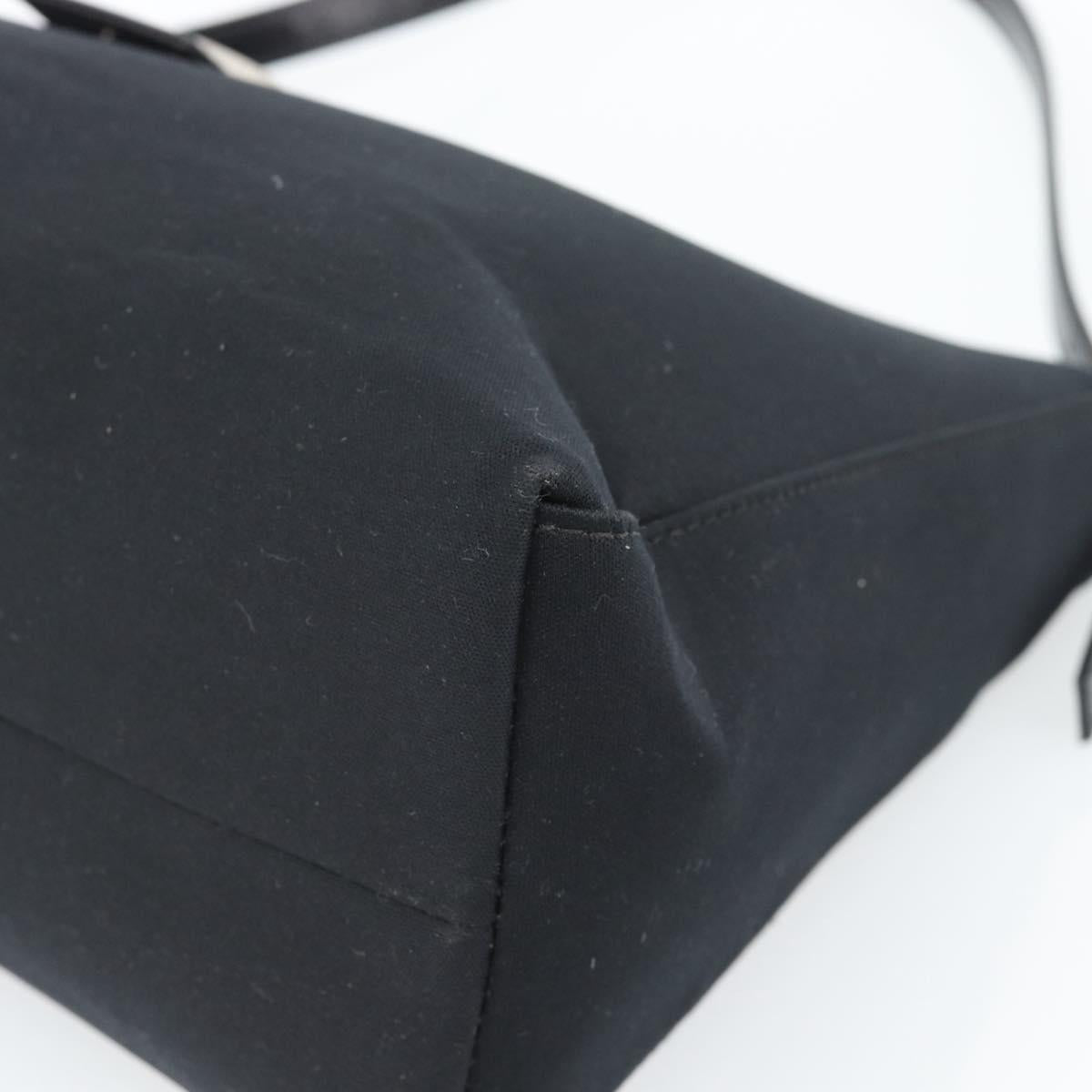 FENDI Mamma Baguette Shoulder Bag Cotton jersey Black Silver Auth 187506V