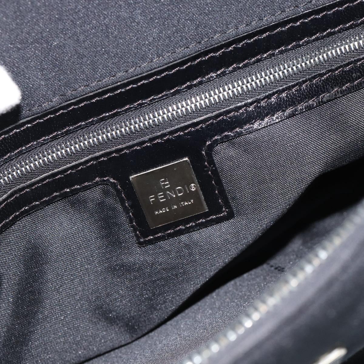 FENDI Mamma Baguette Shoulder Bag Cotton jersey Black Silver Auth 187506V