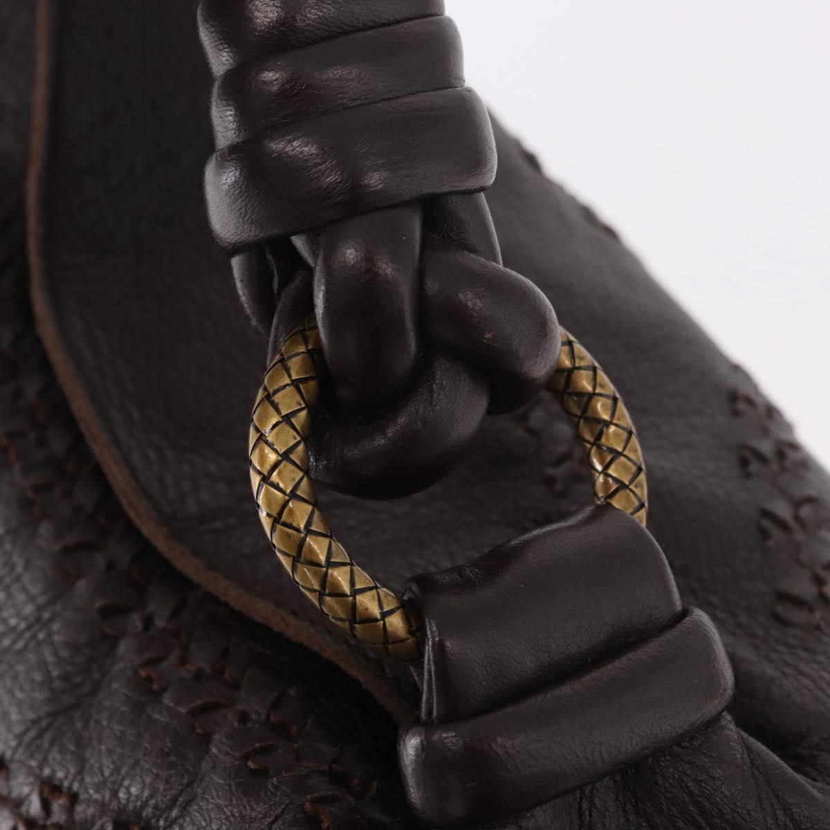 BOTTEGA VENETA Hand Bag Leather Brown Gold Auth 187509V