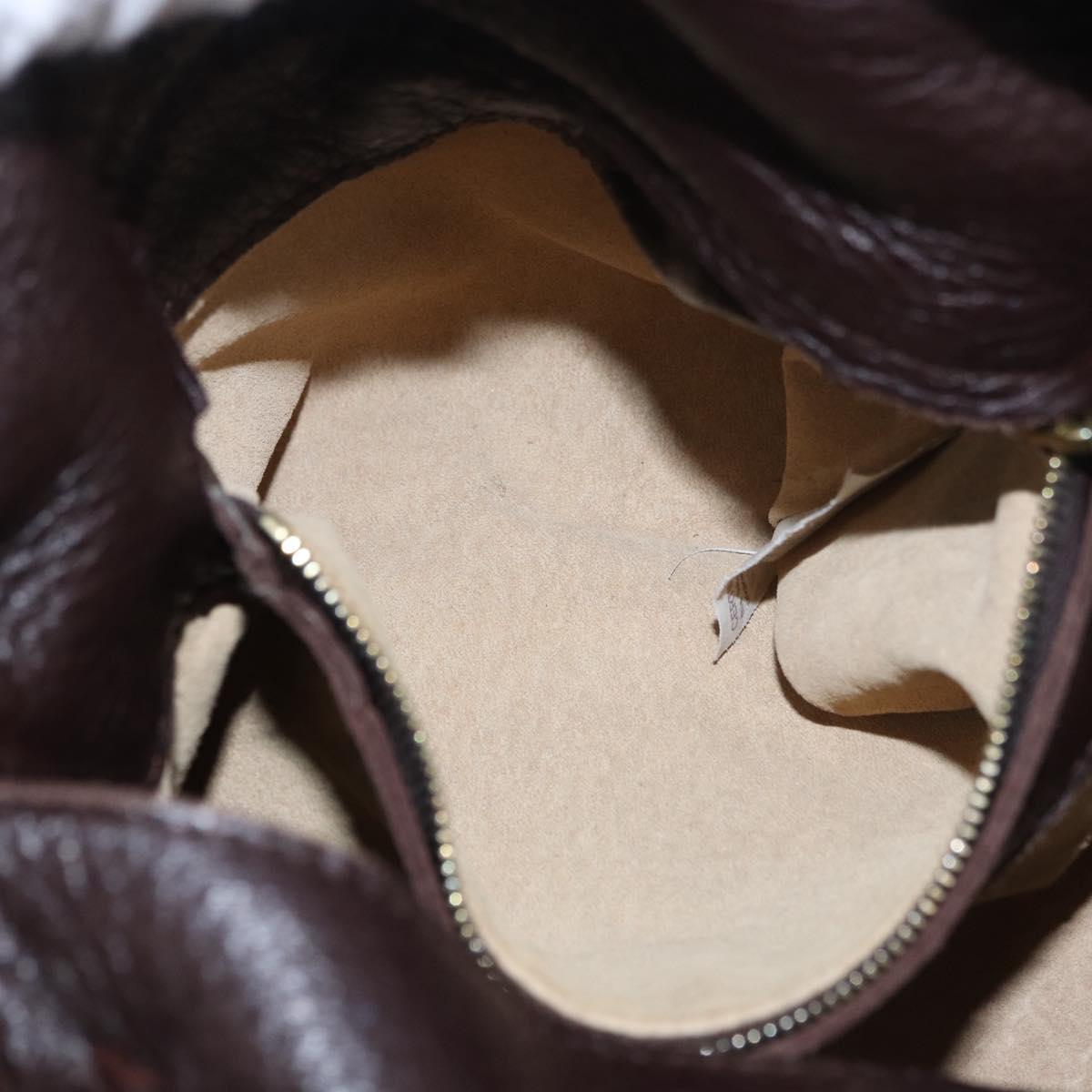 BOTTEGA VENETA Hand Bag Leather Brown Gold Auth 187509V