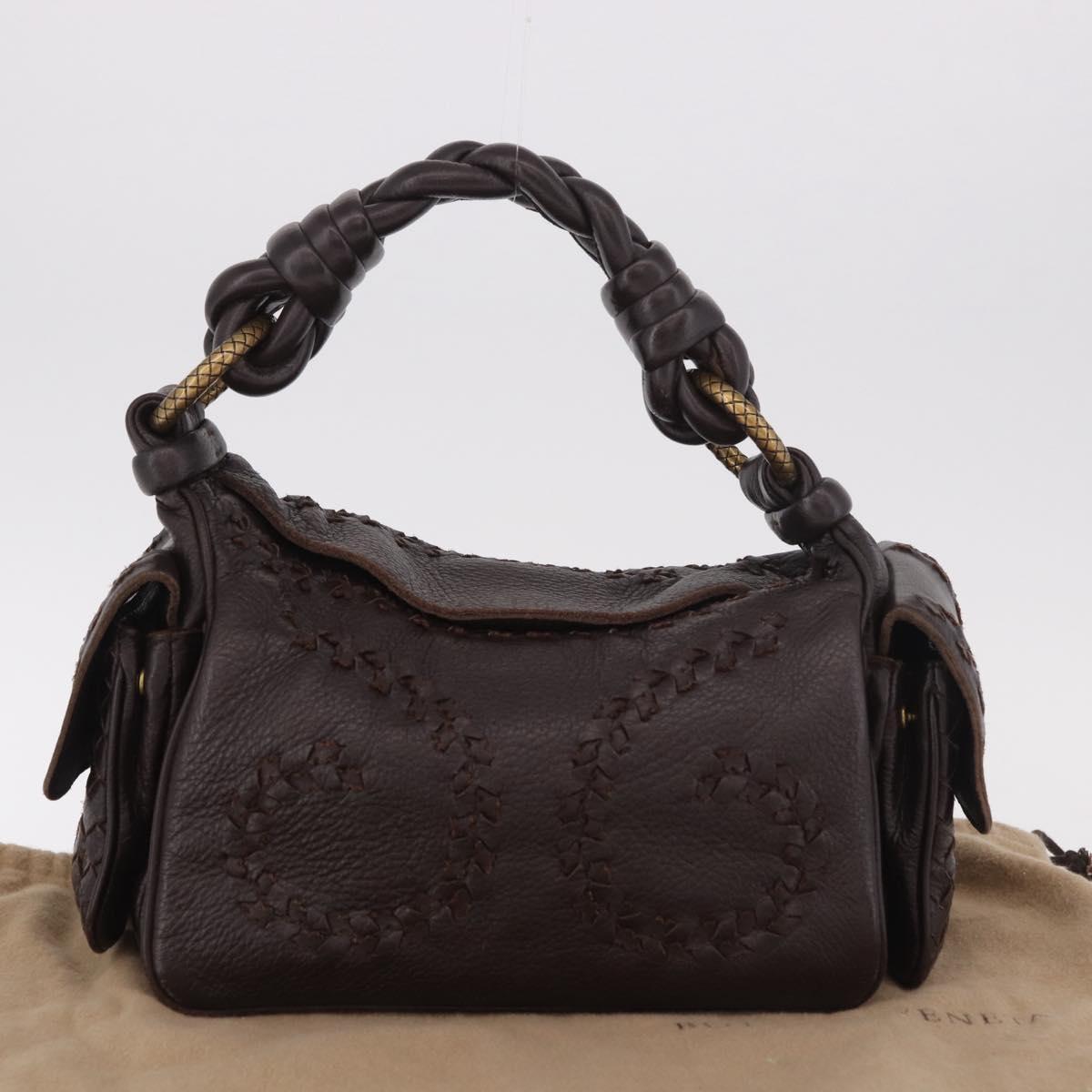BOTTEGA VENETA Hand Bag Leather Brown Gold Auth 187509V