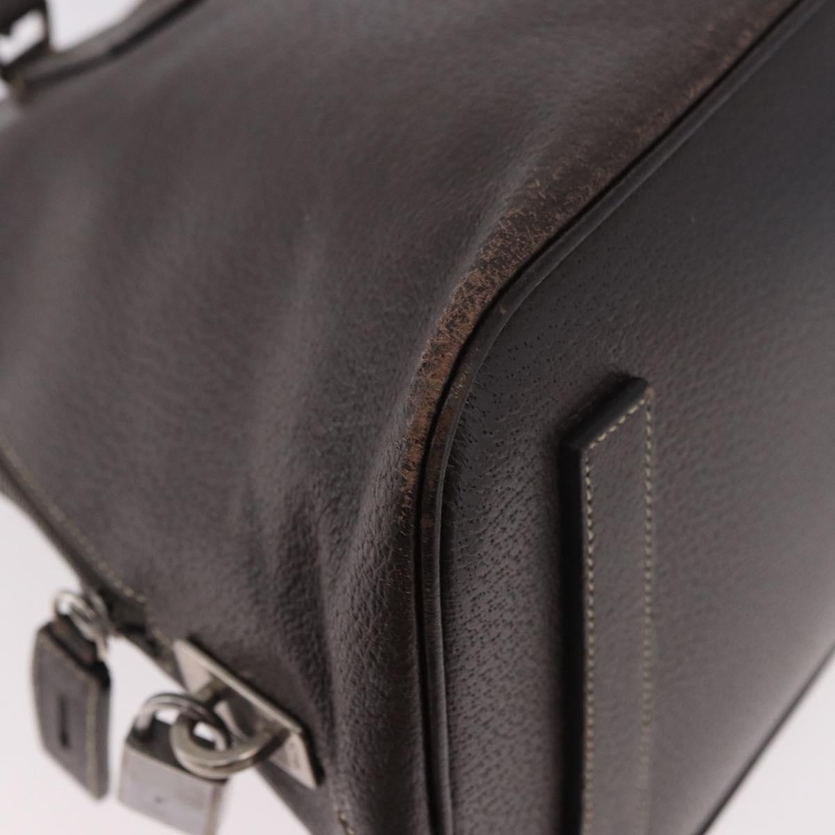 PRADA Hand Bag Leather Brown Gold Auth 187510A