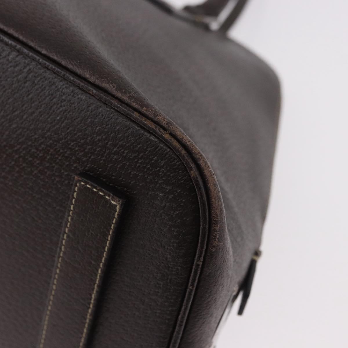 PRADA Hand Bag Leather Brown Gold Auth 187510A