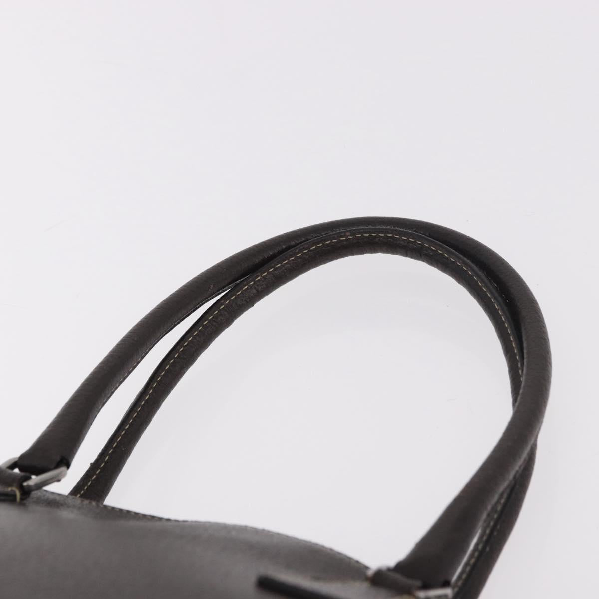 PRADA Hand Bag Leather Brown Gold Auth 187510A