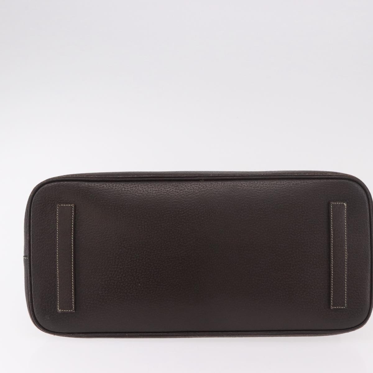 PRADA Hand Bag Leather Brown Gold Auth 187510A