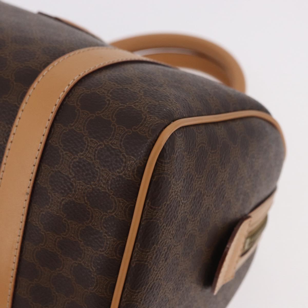 CELINE Macadam Canvas Boston Bag PVC Leather Brown Gold Auth 187511V