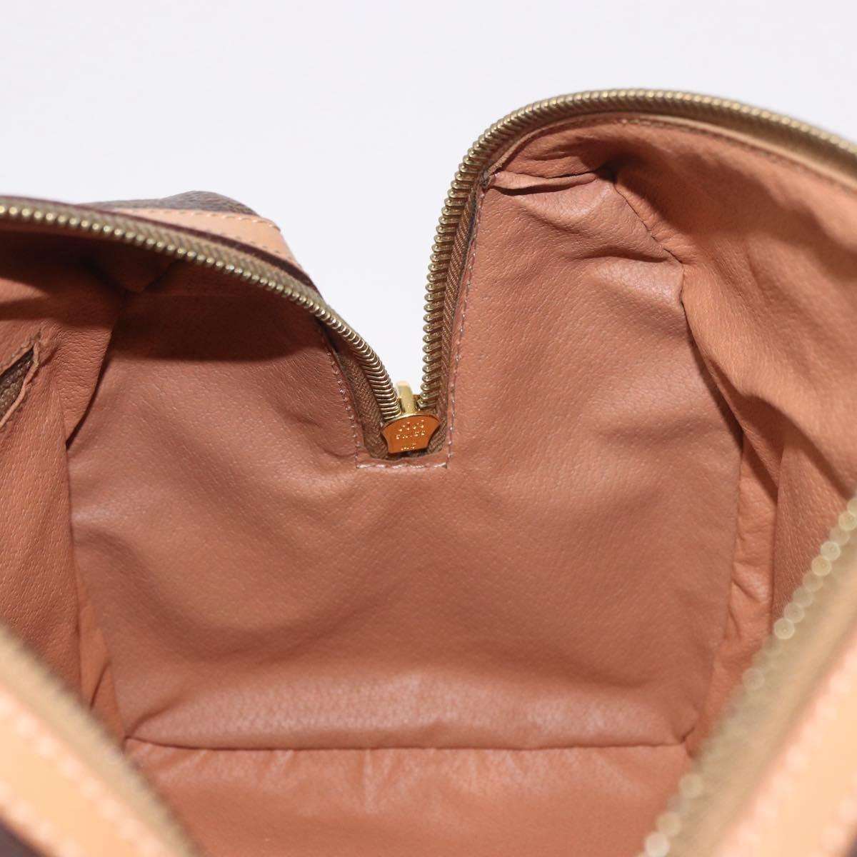 CELINE Macadam Canvas Boston Bag PVC Leather Brown Gold Auth 187511V