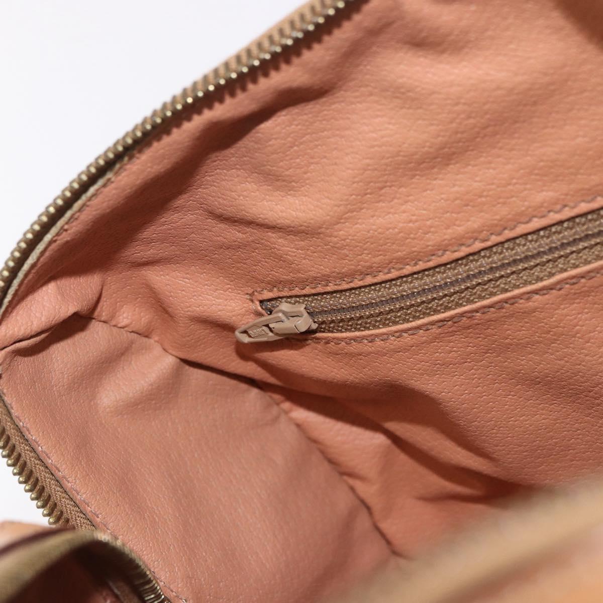CELINE Macadam Canvas Boston Bag PVC Leather Brown Gold Auth 187511V