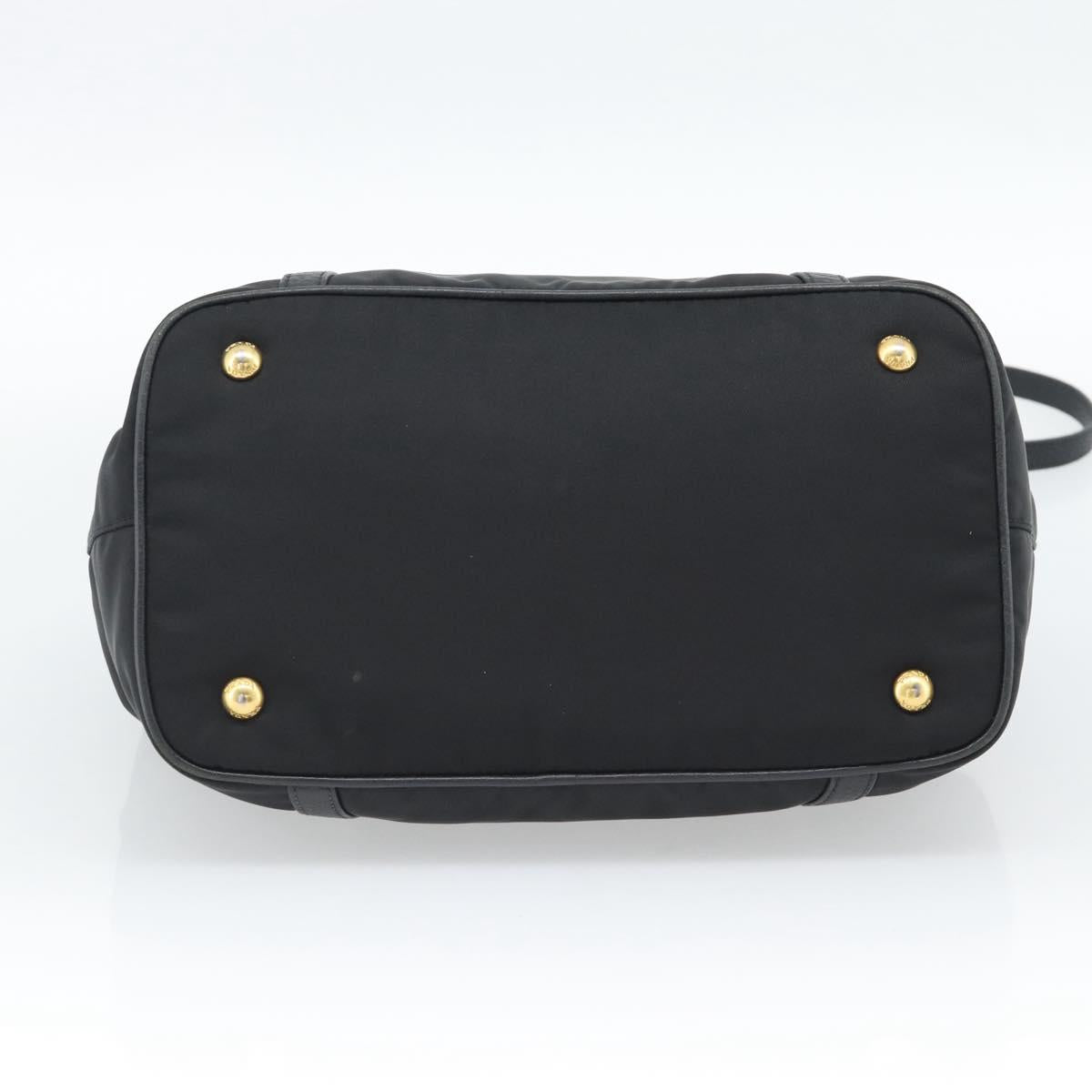 PRADA Hand Bag Nylon 2way Black Gold Auth 187512V