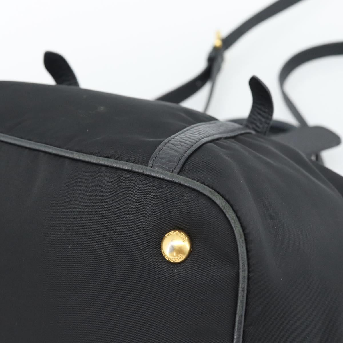 PRADA Hand Bag Nylon 2way Black Gold Auth 187512V