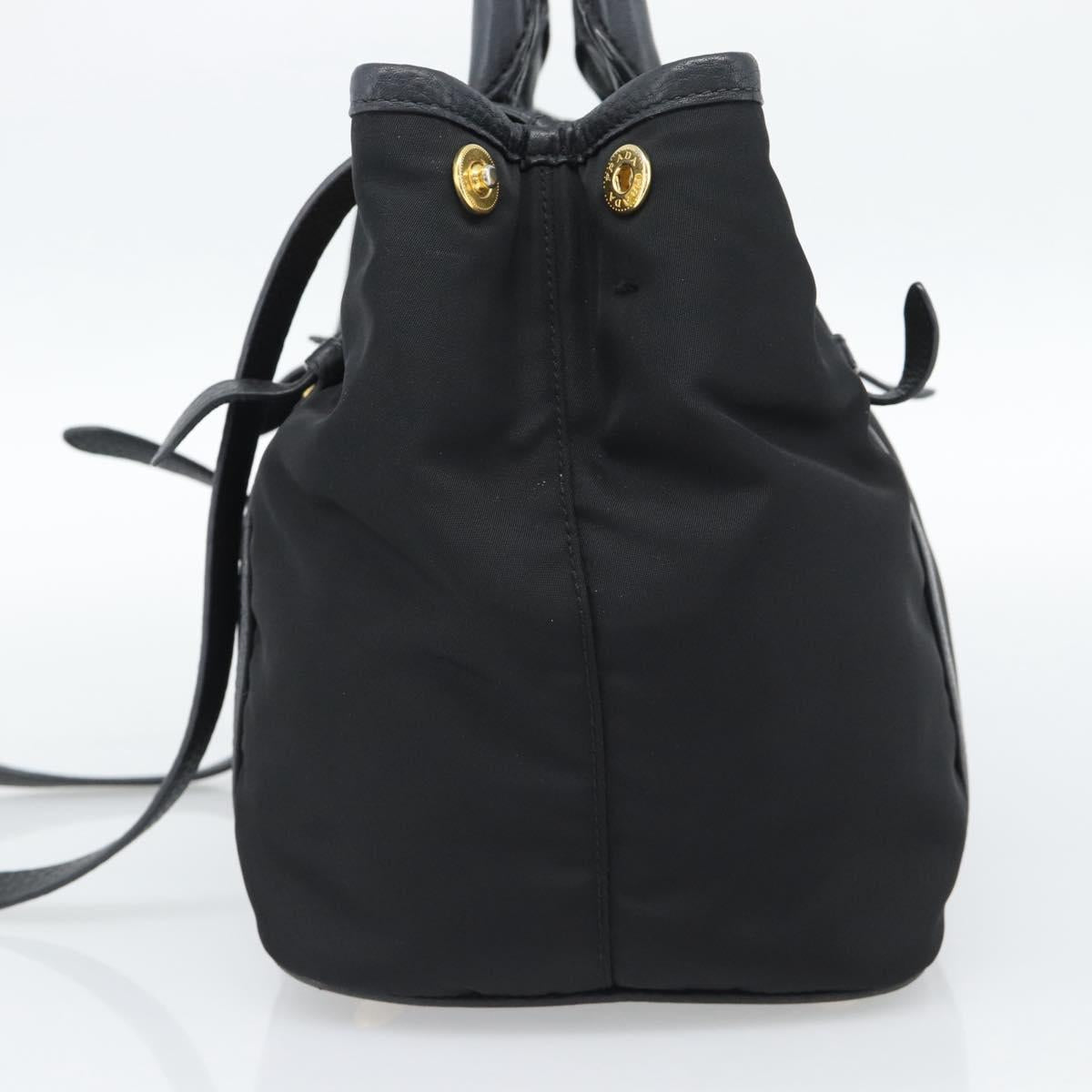 PRADA Hand Bag Nylon 2way Black Gold Auth 187512V