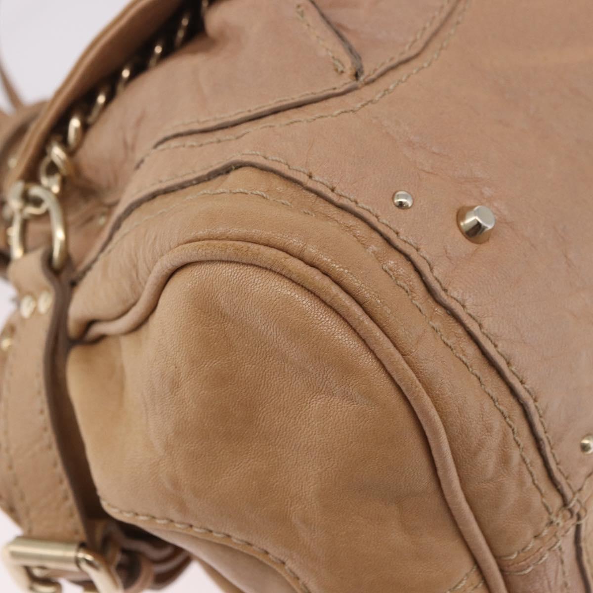 Chloe Paddington Hand Bag Leather Beige Gold Silver Auth 187513V
