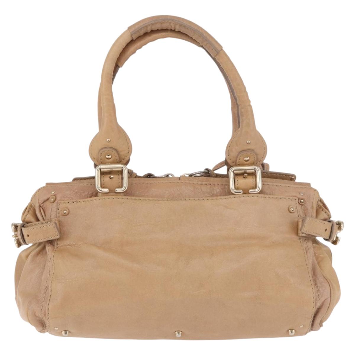 Chloe Paddington Hand Bag Leather Beige Gold Silver Auth 187513V
