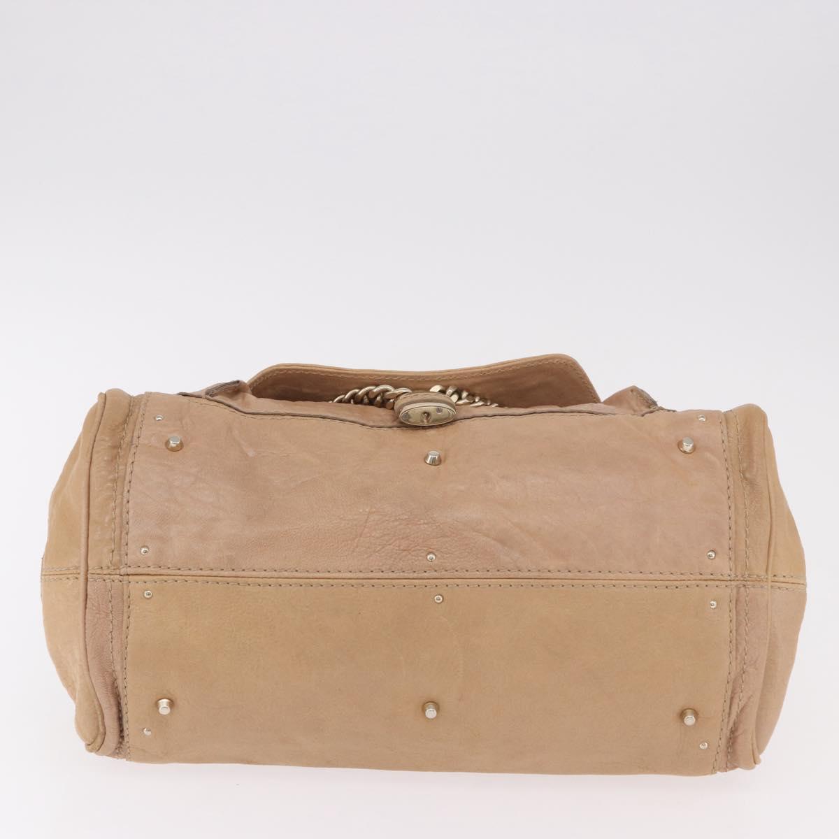Chloe Paddington Hand Bag Leather Beige Gold Silver Auth 187513V