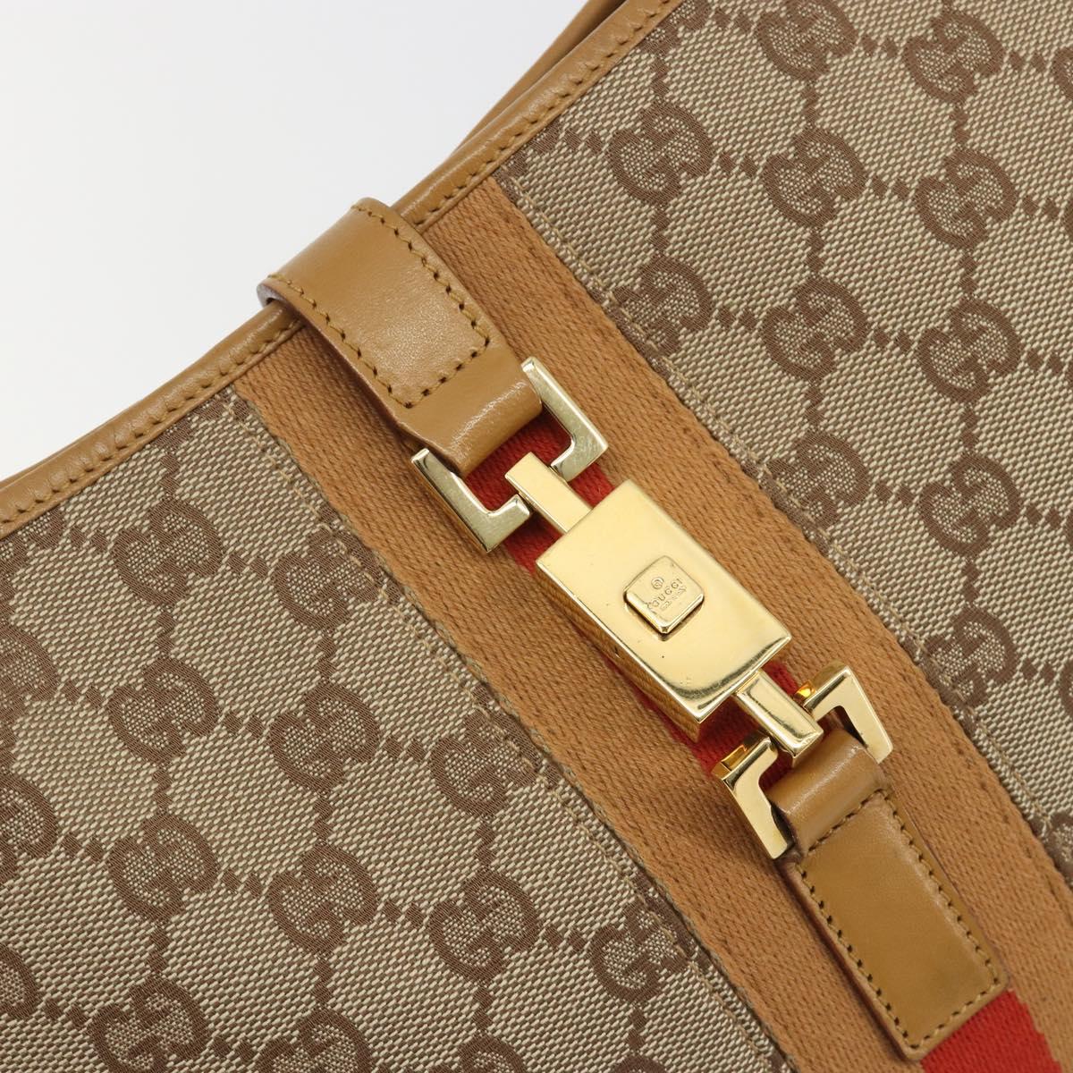 GUCCI GG Canvas Jackie Sherry Line Shoulder Bag Beige Gold 001 3306 Auth 187516V